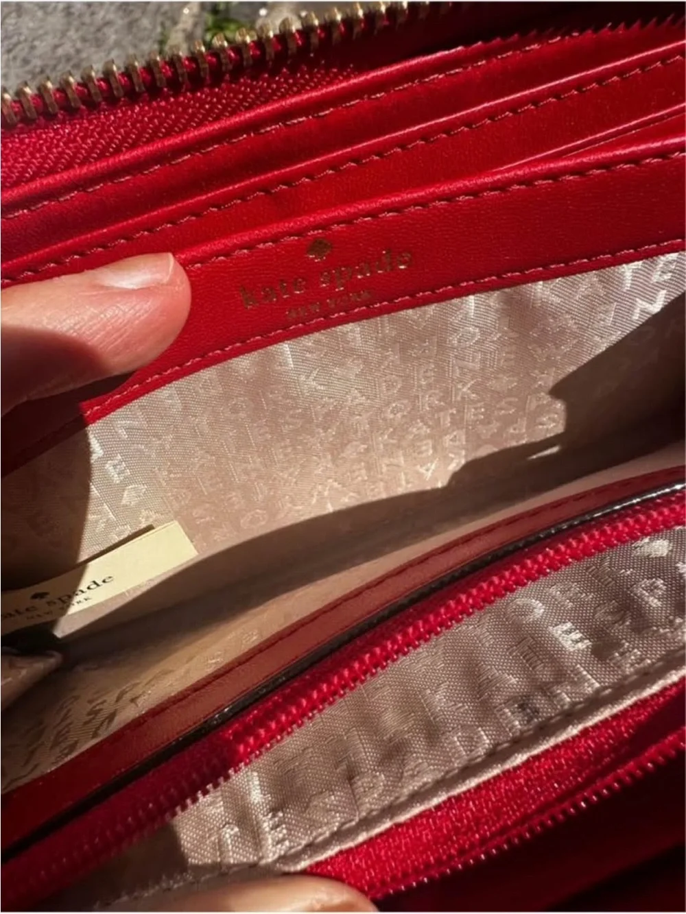 Lk New Kate Spade Wallet Red gold Wallet large zip red gold wallet gold hardware